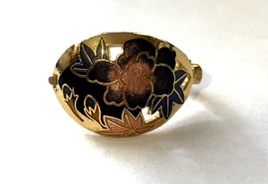 Clip de bufanda vintage dorado esmalte floral azul púrpura y rosa - Imagen 1 de 2