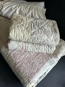 Vtg Patchwork Quilt Coverlet Sham Bed Skirt Set Full 85x83 Cottage Shabby Chic - Picture 1 of 24