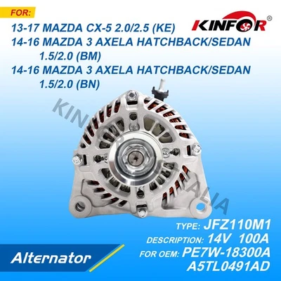 Fred Alternator Fits Mazda 2015+ 2.0L 2.5L CX-5 KF, CX-8 KG, AXELA 1.5L 2.0L KN  - Image 1 of 3