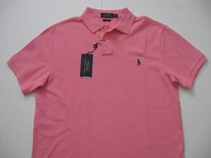 POLO RALPH LAUREN Men's Pink/Blue Pony Slim-Fit Mesh Polo XXL - Picture 1 of 4