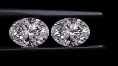 Loose CVD Diamond Pair 5.60 Ct Oval , D Color, 8 x 10 mm, Clarity IF , Certified - Image 1 of 4