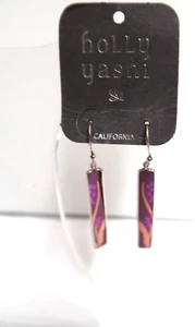 New Holly Yashi Reversible Rectangular Drop Earrings Silver/Multicolor Floral - Picture 1 of 6
