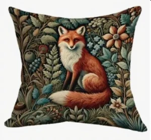 FOX Abstract Botanical Tapestry Linen Throw Pillow Cover Holiday Home Decor 18” - Picture 1 of 4