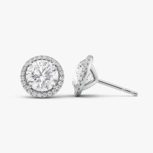 Women Stud Earring 3.30 Ct Round Cut Diamond IGI Lab Created 950 Platinum  - Picture 1 of 7