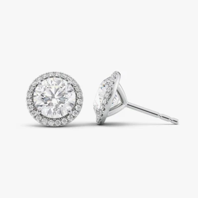 Women Stud Earring 3.30 Ct Round Cut Diamond IGI Lab Created 950 Platinum  - Image 1 of 4