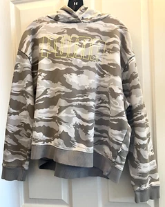 Puma Youth Gray Camouflage Pullover Hoodie Sweatshirt Size XL Gold Logo - Picture 1 of 3