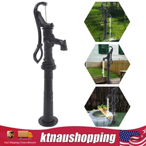 Pitcher Pump and Base Hand Water Pump Cast Iron Press Suction For Yard Garden - Picture 1 of 19