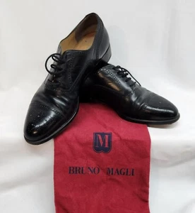 Bruno Magli Men's Black Leather Cap Toe Oxford Dress Shoes Italy 9W - Picture 1 of 8