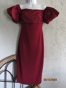 Belle Badgley Mischka nwt sz 2 cranberry cocktail off shoulder pencil dress - Picture 1 of 7