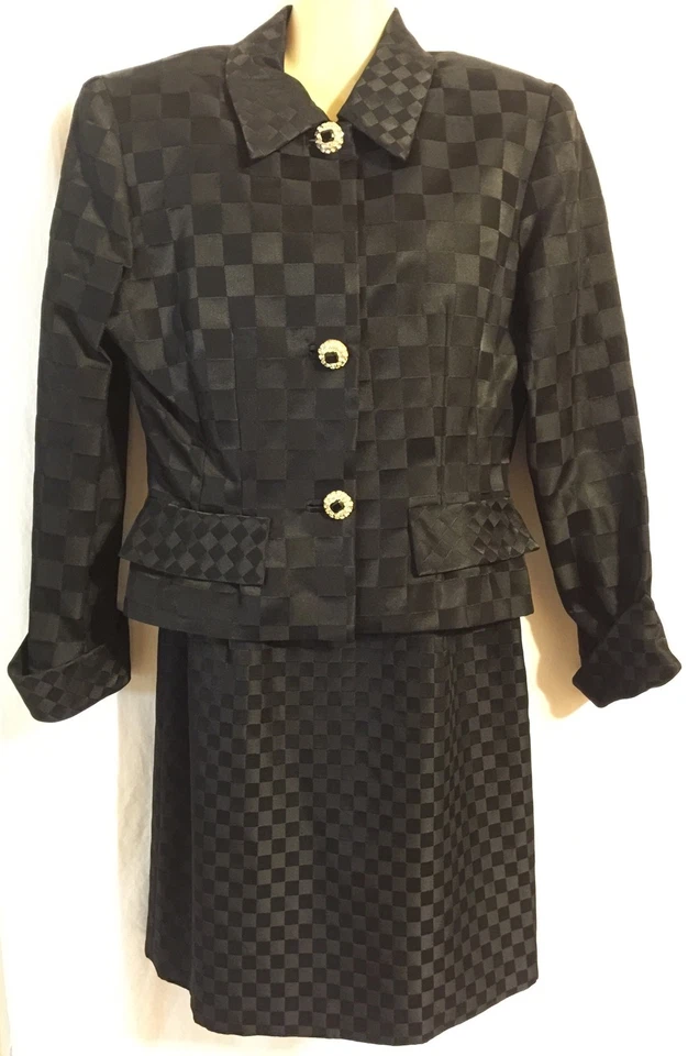 Vestido de noche de cóctel negro liso J S Boutique con chaqueta talla 10 usado en excelente estado  Foto 1 de 4