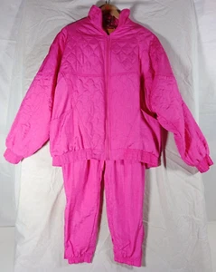 Vintage Milano Sport Quilted Windbreaker Tracksuit Zip Medium Womens Petite Pink - Picture 1 of 11