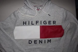 SPECIAL RARE TOMMY HILFIGER SPELLOUT HEAVYDUTY HOODIE Sweatshirt MENS LARGE - Picture 1 of 2