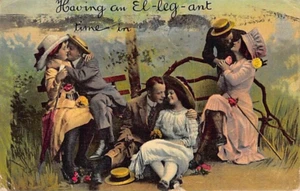 Postal: Tener un tiempo de El-leg-gant, tres parejas, romance, DB publicada 1911 - Imagen 1 de 3