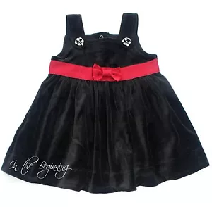 Gymboree Bebé Niña 6-12 mos Terciopelo Negro Rojo Arco Vacaciones Panda Vestido - Imagen 1 de 4