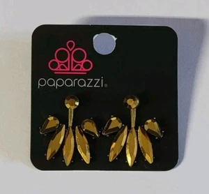 Paparazzi Stunningly Striking Brass Earrings - Picture 1 of 4