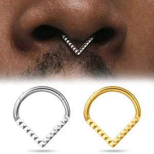 1PCS Segment Hinged Clip Helix Hoop Nose Ring Tragus Thick Septum Rings Piercing - Picture 1 of 12