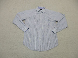 Nicole Miller Button Up Shirt Small Adult 14.5 Dress Purple Striped Pocket Mens