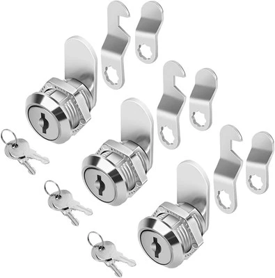 CYLINNDA Cabinet Locks (3 Pack, Zinc Alloy), Keyed Alike Cam Lock for 5/8 Inch, 3 Pack