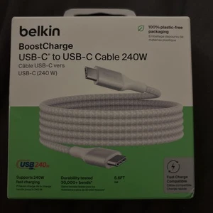BoostCharge USB-C to USB-C Power Cable (2M, 6.6ft), Fast Charging Cable with - Afbeelding 1 van 2