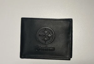 Pittsburgh Steelers Black Leather NFL Bi-Fold Wallet - Picture 1 of 3