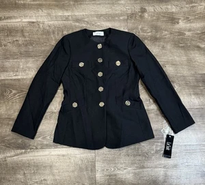 Neu mit Etikett Le Suit DAMENBLAZER SCHWARZ MIT GOLDENEN KNÖPFEN GRÖSSE 4 - Bild 1 von 6