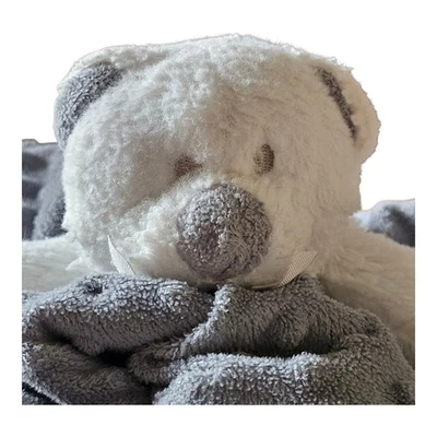 Blankets and Beyond Gray Minky Dot White Bear Fleece Lovey Security Blanket - Image 1 of 4