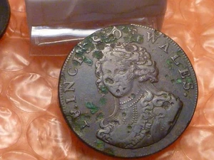 Original 1795 Princess Of Wales Colonial Halfpenny Trade Token Detector Find #D - Picture 1 of 3