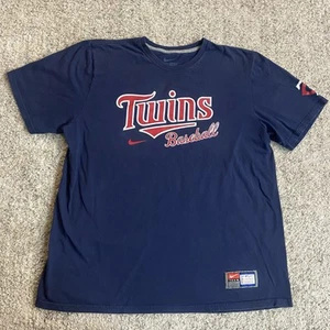 Minnesota Twins Mens T Shirt Blue XXL 2XL Baseball Nike Standard Fit Logo MLB - Picture 1 of 8