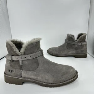 UGG-Elisa Gray Shearling Ankle Boot Women 9.5 US 1116107 - Imagen 1 de 10