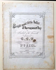 SHEET MUSIC – BRIGHT EYES LITTLE NELLIE OF NARRAGANSETT BAY - 1860 - Picture 1 of 1
