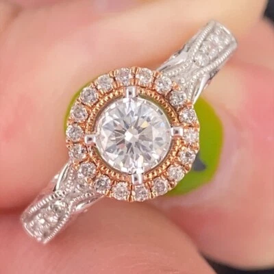 Simply Vera Vera Wang 14k Gold 1/2Ctw Diamond Halo Engagement Ring $3100 - Image 1 of 4