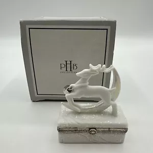 Midwest PHB (porcelain hinge box) white reindeer 358030 Christmas series - Picture 1 of 9