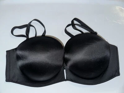 VICTORIA SECRET 34D BOMBSHELL Add-2-Cups PUSH-UP STRAPLESS BRA BLACK NWOT - Image 1 of 3
