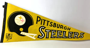 Vintage Pittsburgh Steelers 2 Bar Felt Pennant Full Size NFL Football