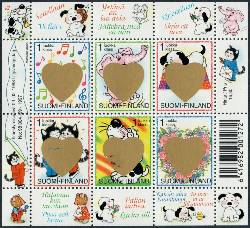 FINLAND. 1998. 6x 1st Class. Valentines Day. Friendship, VF MNH (BL19) - Image 1 of 1