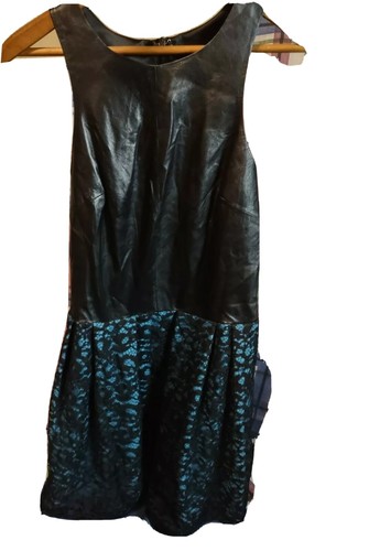 UNDERCOVER NWOT Victoria’s Secret leather & lace dress Medium 8 sleeveless short A line