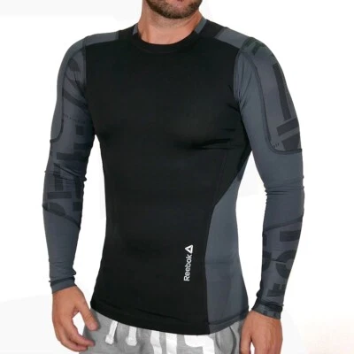Reebok Crossfit Mens Compression Shirt Long Sleeve Running Sports Adidas Black - Image 1 of 4