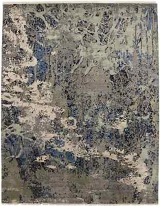 Distressed Bamboo Silk Rug Abstract Multicolored Contemporary Carpet 8X10 ft - Picture 1 of 21