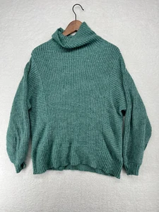 American Eagle Womens S Soft Cable Knit Turtleneck Sweater Aqua Green - Picture 1 of 9