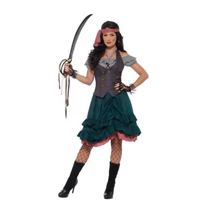 Deluxe Pirate Wench Costume, Multi-Coloured Costume Halloween Fancy Dress Medium - Picture 1 of 4