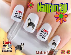 Nail Art 106B RAZZA CANE Pastore Australiano #2 WaterSlide Decalcomanie Unghie Trasferibili - Foto 1 di 2