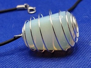 Ciondolo OPALITE collana con quarzo opalino pendente spirale in rame e argento - Imagen 1 de 6