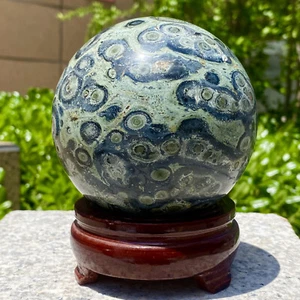 Bola de piedra de pulido de cristal ojo de pavo real natural de 3,33 lb curación - Imagen 1 de 15