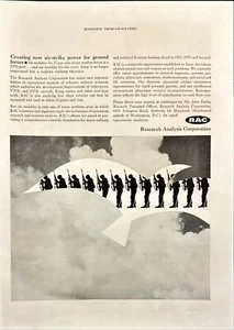 RAC Research Analysis Corp Potencia de ataque aéreo para fuerzas terrestres Anuncio impreso 1962 - Imagen 1 de 3