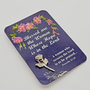 Christus an alle "Selig sind die Frauen, deren Hoffnung..." gekrempelte silberne Rose Anstecknadel - Bild 1 von 5