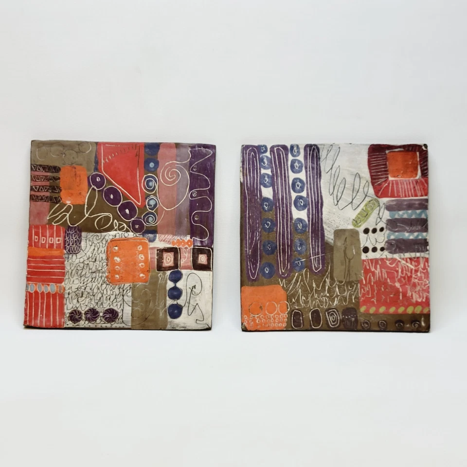 2 Carreaux De Ciment Décoratifs Artiste Non Identifié  - Photo 1/4