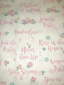 100% Cotton I Believe In Pink Ribbon Breast Cancer Awareness Windham Fabric 1/4Y - Picture 1 of 2