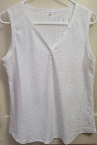 Débardeur femme blanc boutonné col V taille L - Photo 1/3