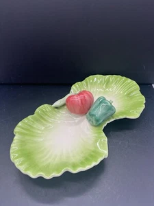 OTAGIRI 14" Divided Dish Bowl Lettuce Ceramic Green Pepper Tomato Peapods VTG - Picture 1 of 15