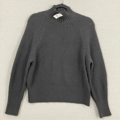 Nuevo Suéter Ann Taylor Gris Cuello Alto Tejido Raglán Manga Larga Mediano Foto 1 de 4